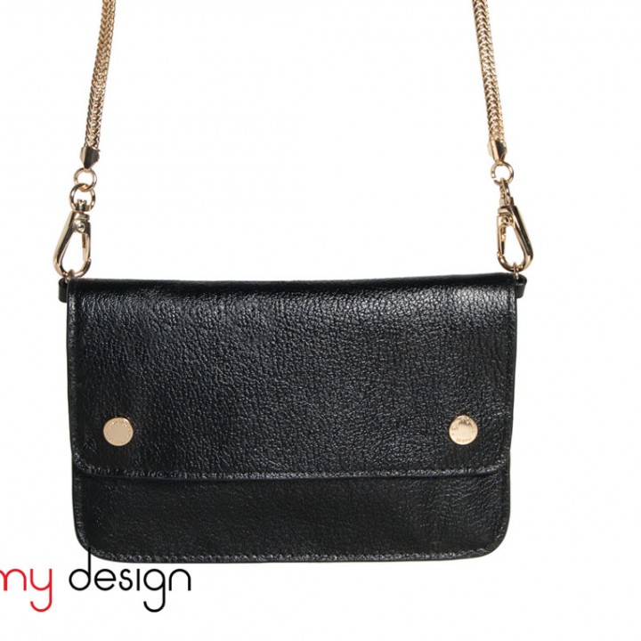 BIG BLACK LEATHER POUCH- RONDA II